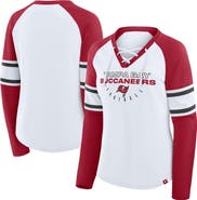FANATICS Women's Fanatics White/Red Tampa Bay Buccaneers Redzone Blitz Package Raglan Lace-Up V-Neck Long Sleeve T-Shirt