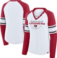 FANATICS Women's Fanatics White/Red Tampa Bay Buccaneers Redzone Blitz Package Raglan Lace-Up V-Neck Long Sleeve T-Shirt