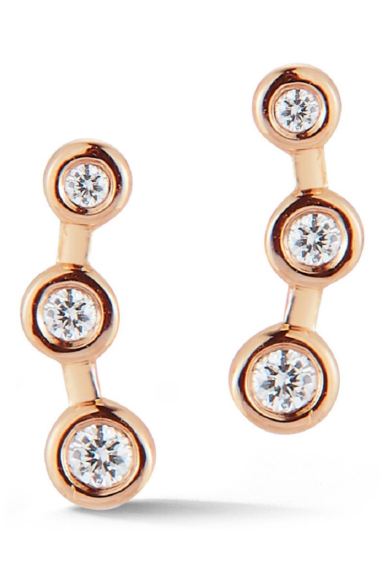 Lulu Jack Bezel Diamond Ear Climbers, Main, color, ROSE GOLD/ DIAMOND