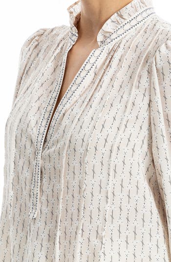 Ruffle V-Neck Long Sleeve Top