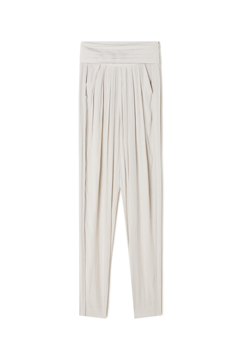 White Draped Charmeuse Pants, Alternate, color, White