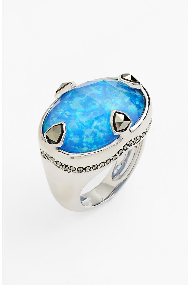 'Blue Sea' Stone Ring, Main, color, SILVER/ BLUE