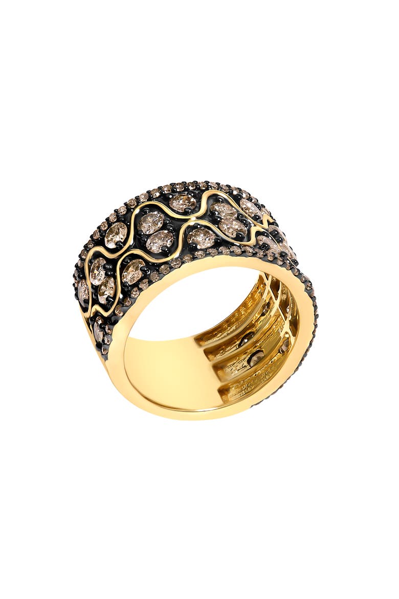 10K Yellow Gold Plated Sterling Silver 2-1/2 ctw Champagne Diamond Wavy Band Ring, Alternate, color, Yellow Gold over Silver