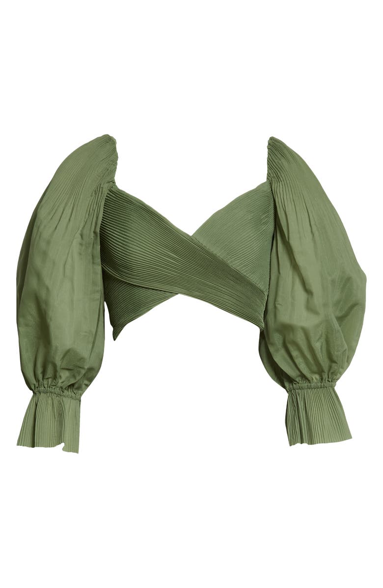 Zimmermann Pleated Bodice Balloon Sleeve Crop Top, Alternate, color, 