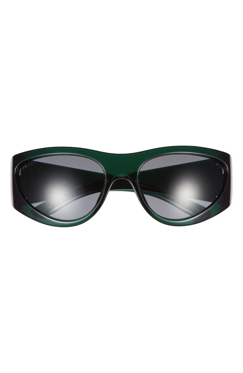 Gucci Oversize 63mm Oval Sunglasses, Main, color, Green Green Grey