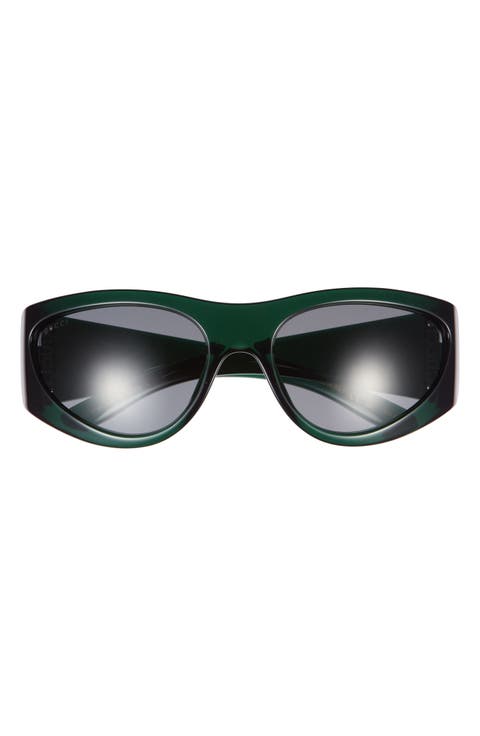 63mm Oversize Oval Wrap Sunglasses