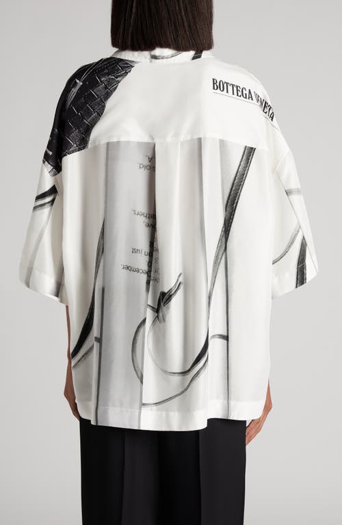 Bottega Veneta Campaign Print Oversize Silk Button-up Shirt In Neutral