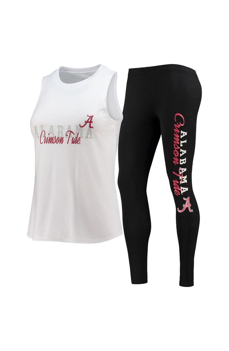 CONCEPTS SPORT Women's Concepts Sport White/Black Alabama Crimson Tide Tank Top and Leggings Sleep Set, Main, color, 