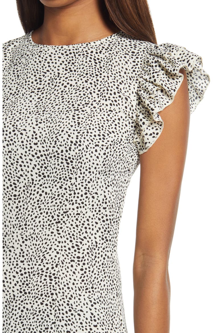 Caggie Ruffle Midi Dress, Alternate, color, WHITE