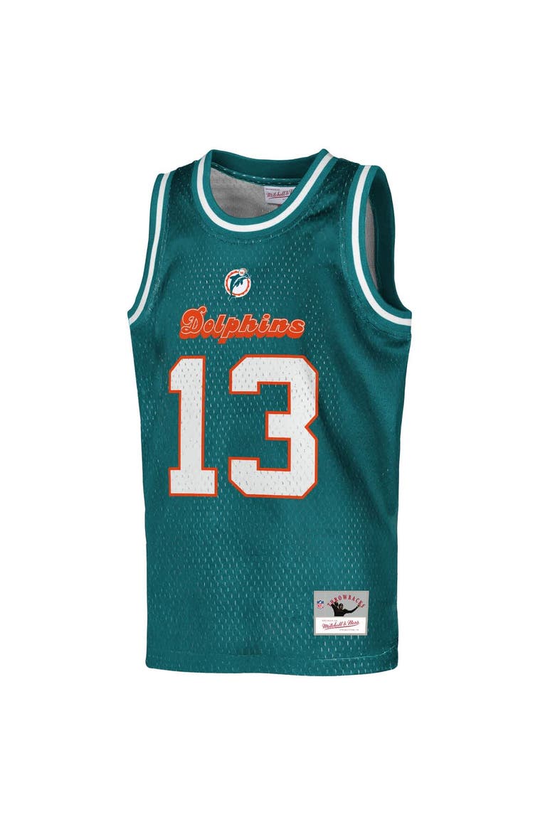 Youth Mitchell & Ness Dan Marino Aqua Miami Dolphins Retired Player NFL Basketball Fashion Jersey, Alternate, color, Aqua