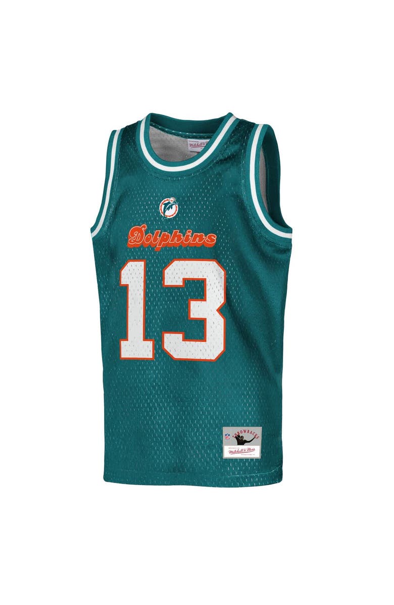 Mitchell & Ness Youth Mitchell & Ness Dan Marino Aqua Miami Dolphins Retired Player NFL Basketball Fashion Jersey, Alternate, color, Aqua