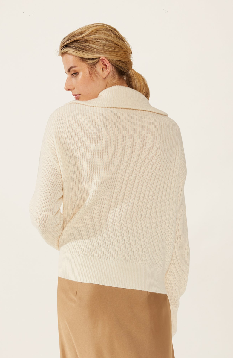 Italic Sophia Chunky Cashmere Quarter Zip Pullover, Alternate, color, Ivory