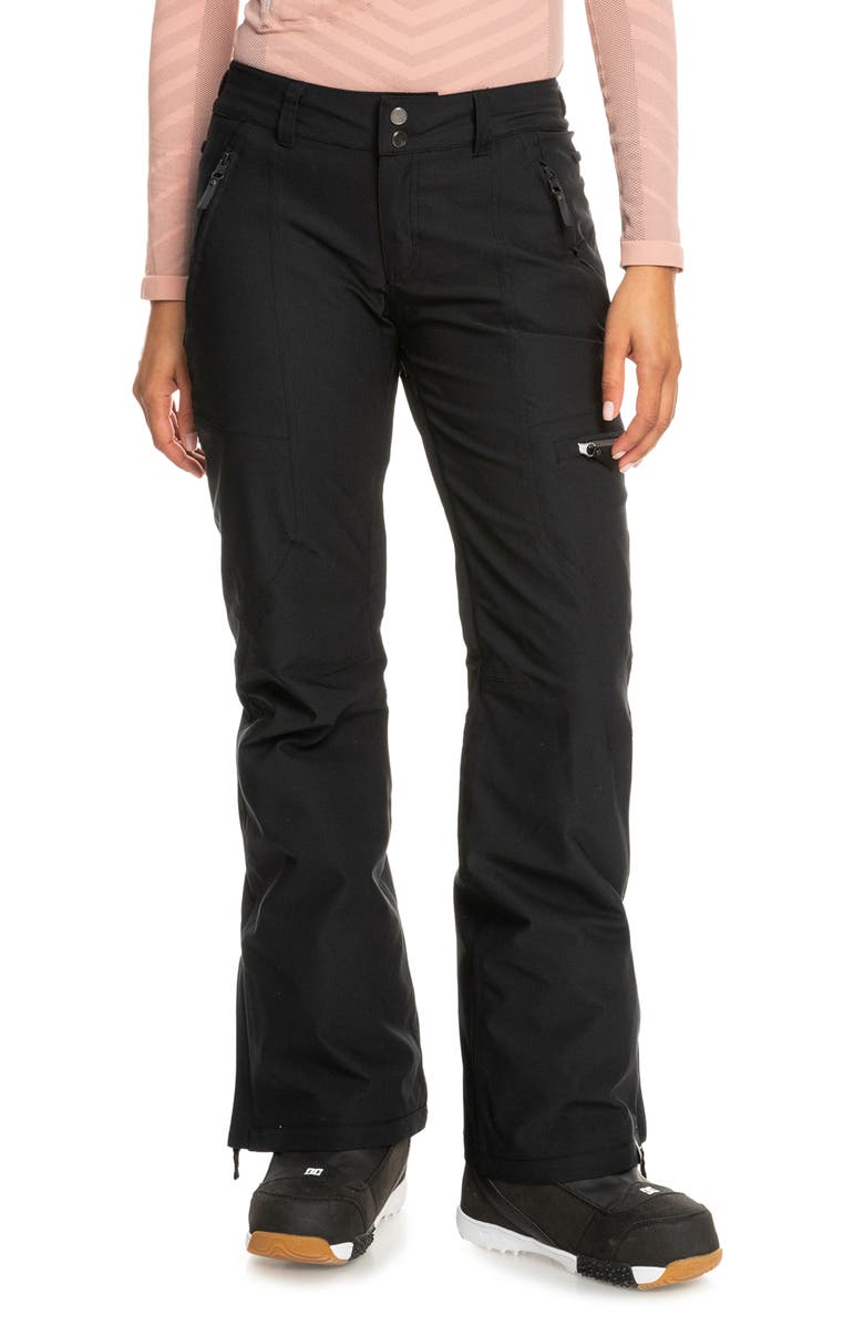 Roxy Cabin Slim Fit Waterproof Snow Pants, Main, color, 