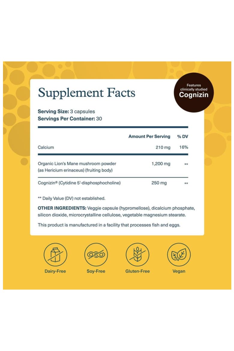 Lion's Mane+ Brain Health Support Capsules 90 vegetarian capsules, Alternate, color, None