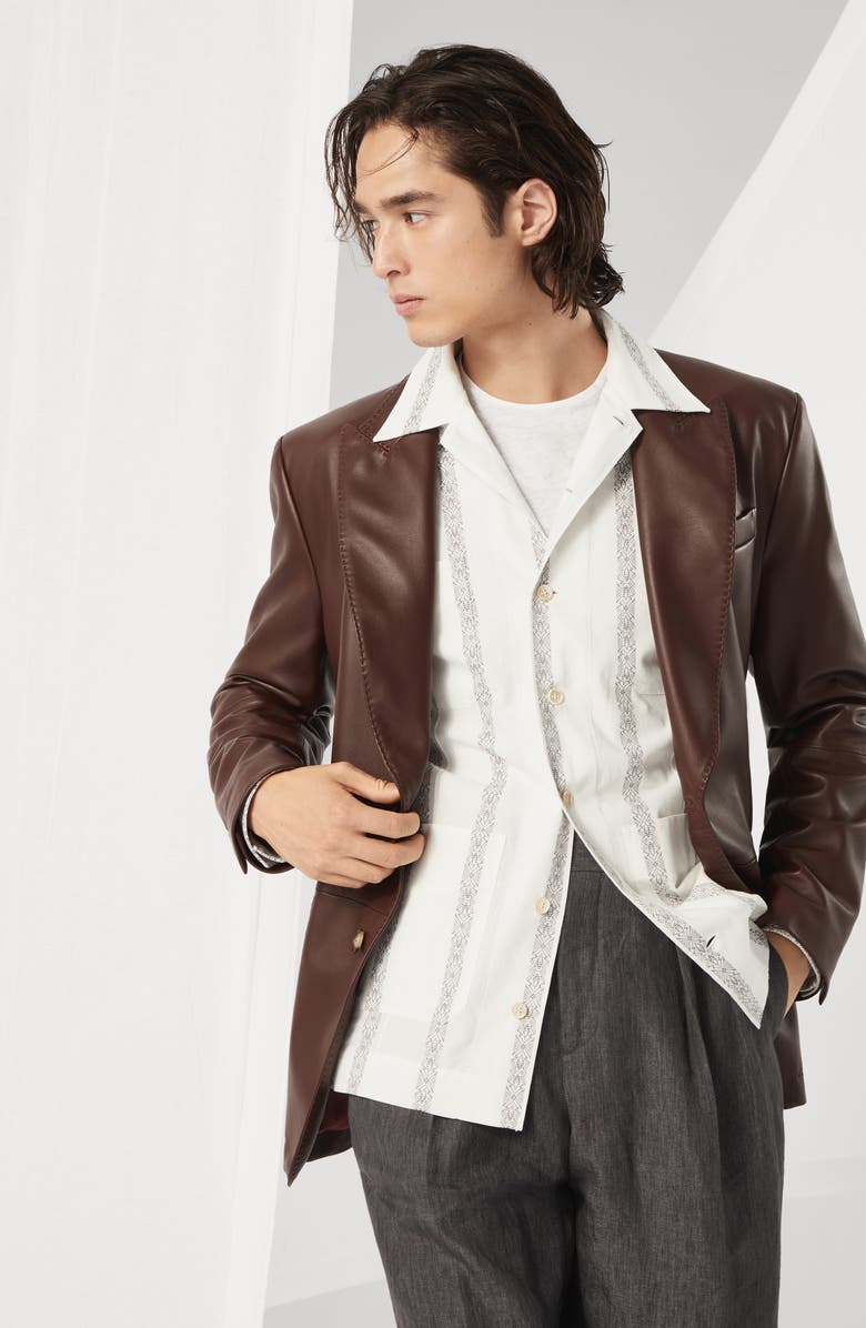 Brunello Cucinelli Nappa leather blazer, Alternate, color, 