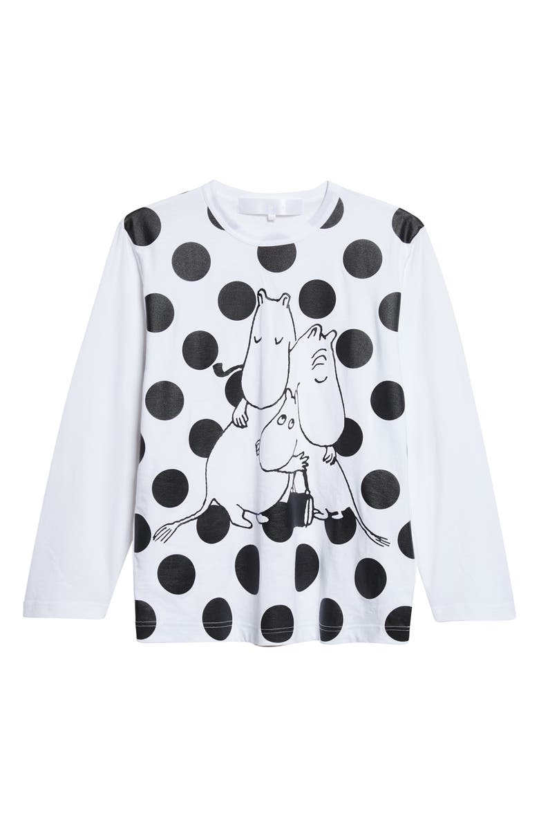 Tao Comme des Garçons Moomin Polka Dot Graphic T-Shirt, Main, color, White/ Black