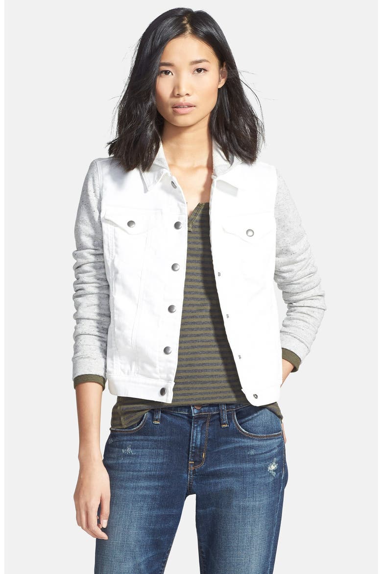 Mixed Media Hooded Jacket, Main, color, WHITE