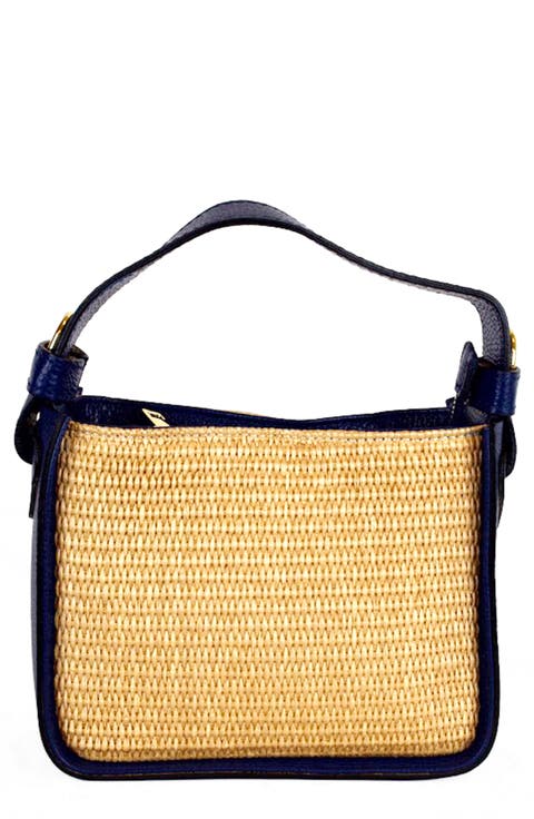 Marie Raffia & Leather Shoulder Bag
