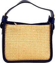 Persaman New York Marie Straw & Leather Shoulder Bag