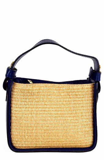 Persaman New York Marie Raffia & Leather Shoulder Bag