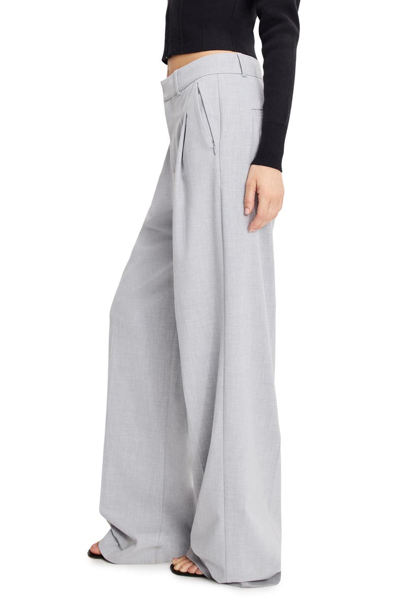 Good American Essential Wide Leg Suiting Pants, Alternate, color, Crosshatch Grey