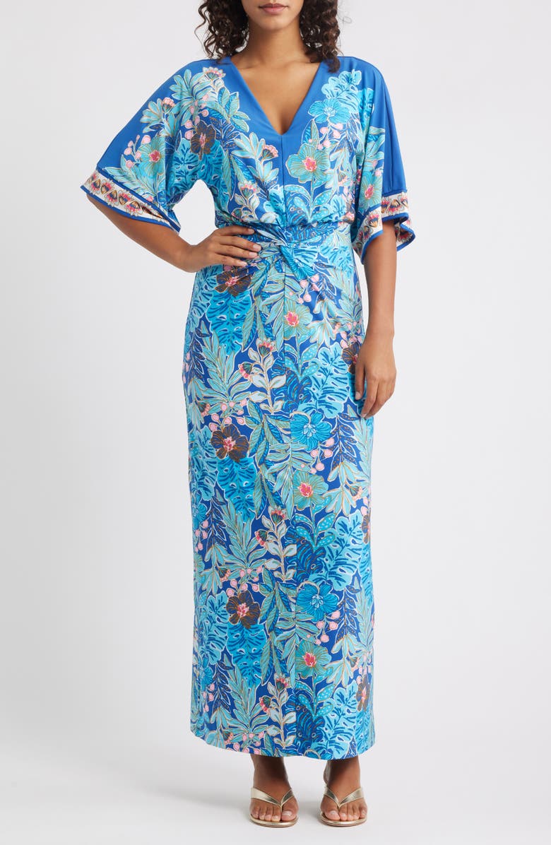 Lilly Pulitzer<sup>®</sup> Adalyn Floral Maxi Dress, Main, color, Starlight Navy Best Forever