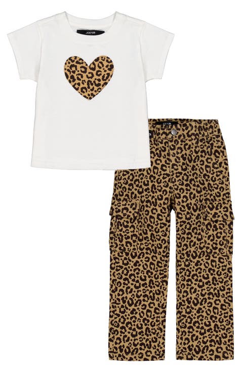 Heart Graphic T-Shirt & Leopard Print Jeans (Baby)