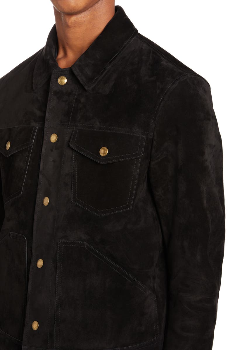 TOM FORD Suede Western Jacket, Alternate, color, Black