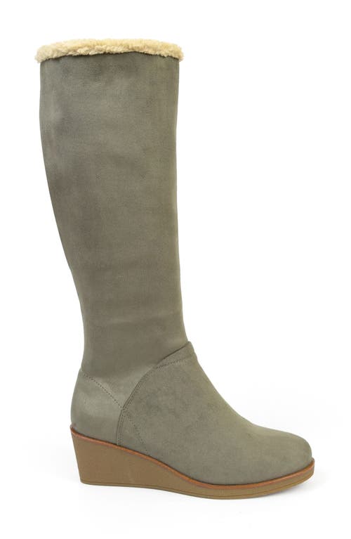 Aerosoles Binocular Faux Shearling Lined Wedge Boot In Green