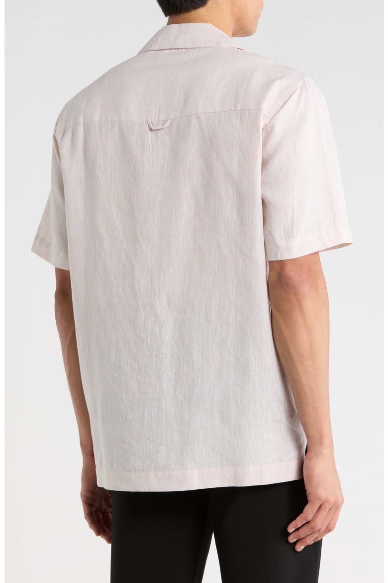 Linen Blend Camp Shirt, Alternate, color, NATURAL