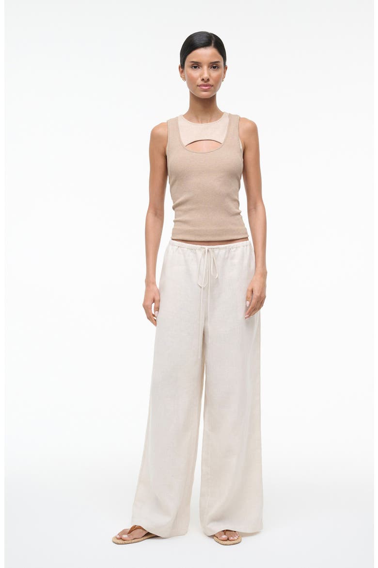 Mateo Mid Rise Linen Pants, Alternate, color, NATURAL