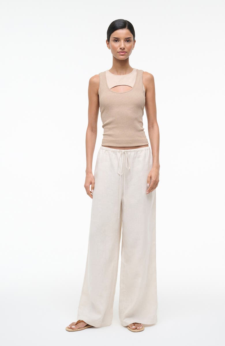 STAUD Mateo Mid Rise Linen Pants, Alternate, color, Natural