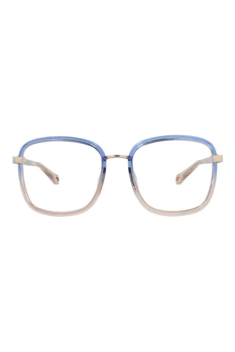 50mm Square Optical Glasses, Main, color, BLUE BLUE TRANSPARENT