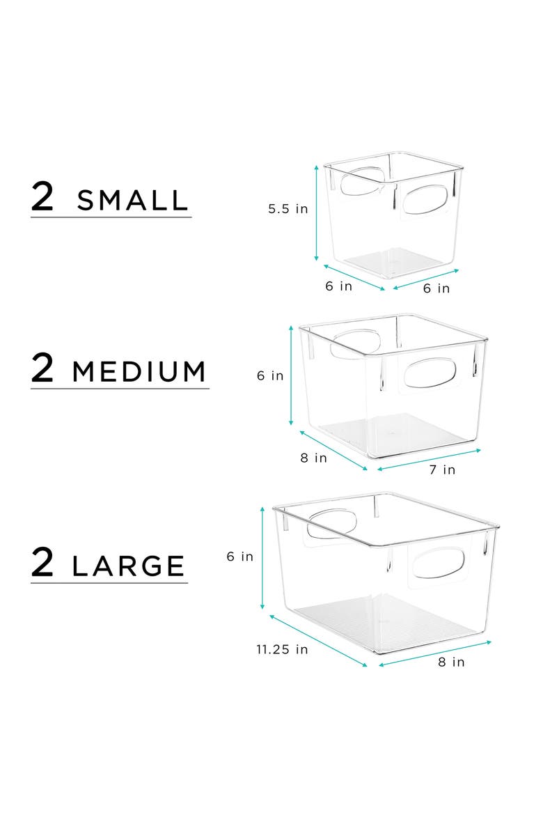 Clear 6-Piece Kitchen Bin Set, Alternate, color, CLEAR