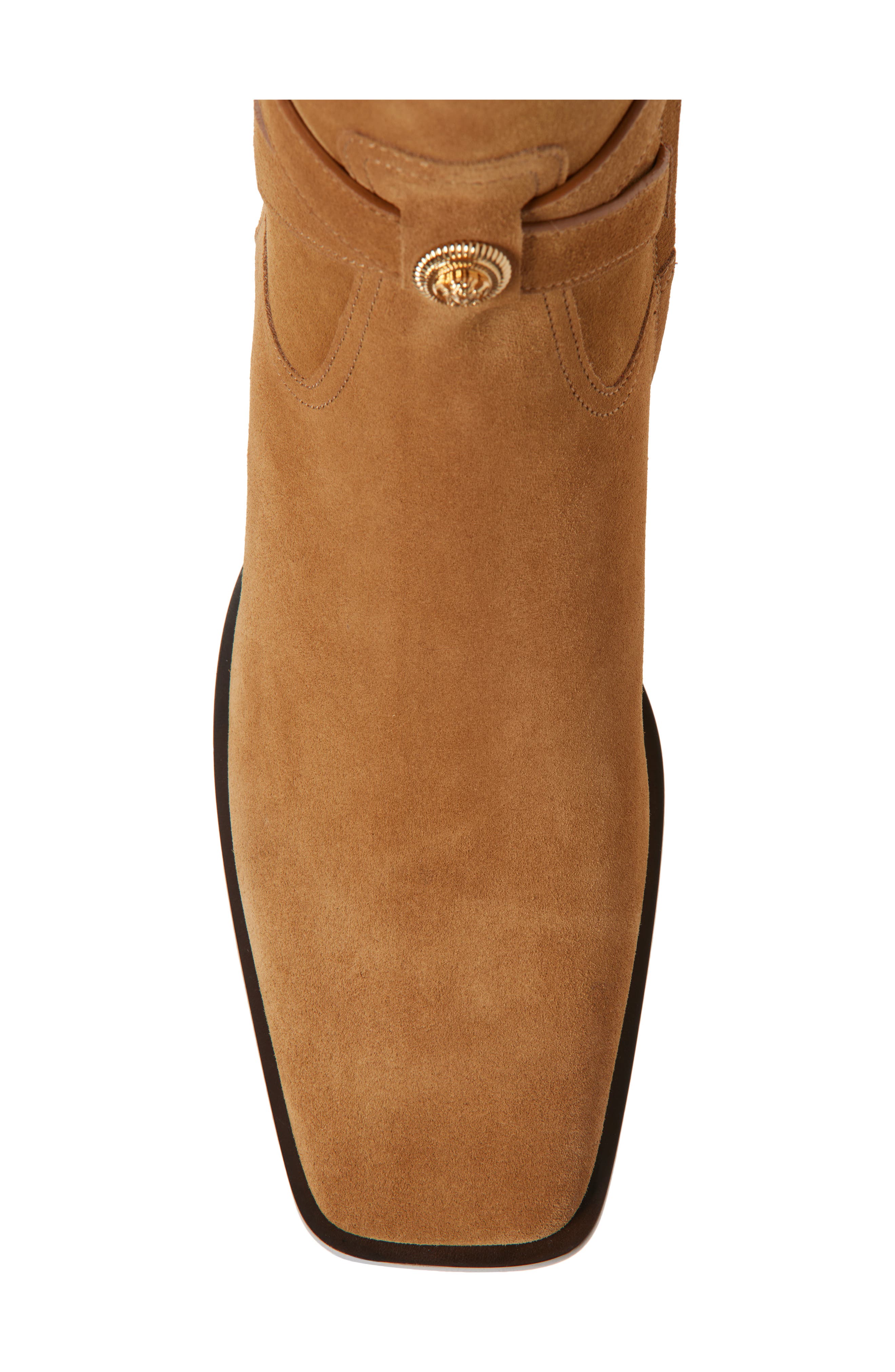 Versace Square Toe Boot, Alternate, color, Tobacco-Versace Gold
