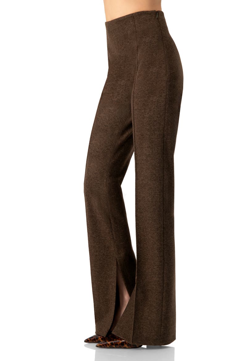 Straight-Leg Trousers with Side Slits, Alternate, color, Brown