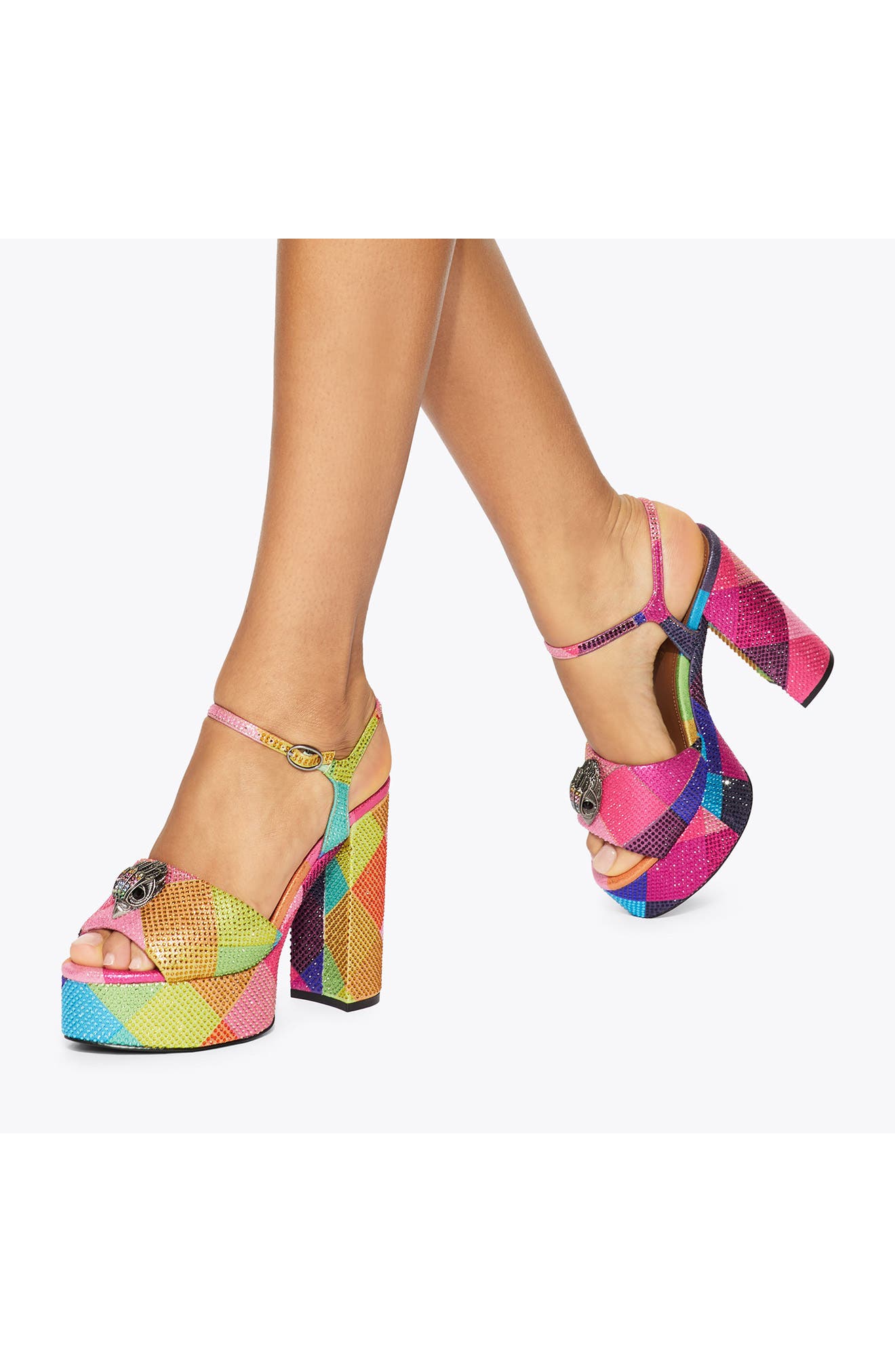 Kurt Geiger London Kensington Ankle Strap Platform Sandal, Alternate, color, Rainbow Multi