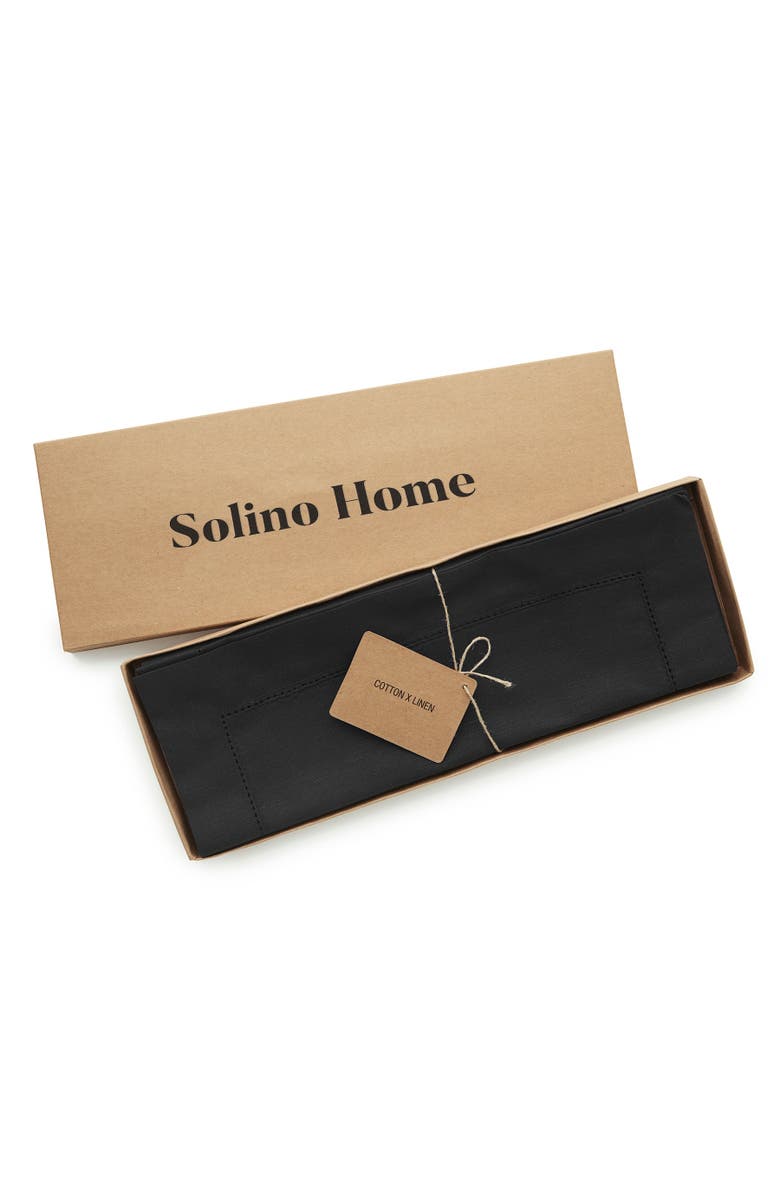 Solino Home Cotton Linen Hemstitch Placemats, 14" x 19", Alternate, color, Black