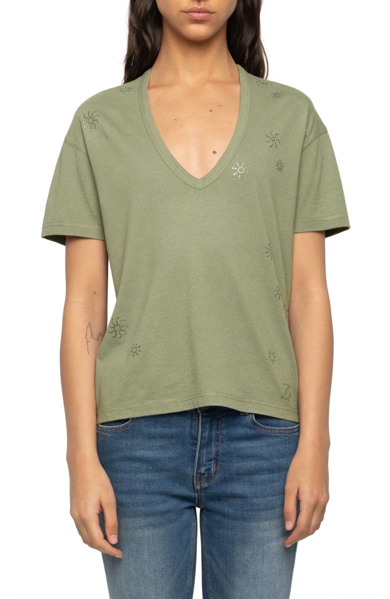 Zadig & Voltaire Marta Embellished Tee, Main, color, Tea
