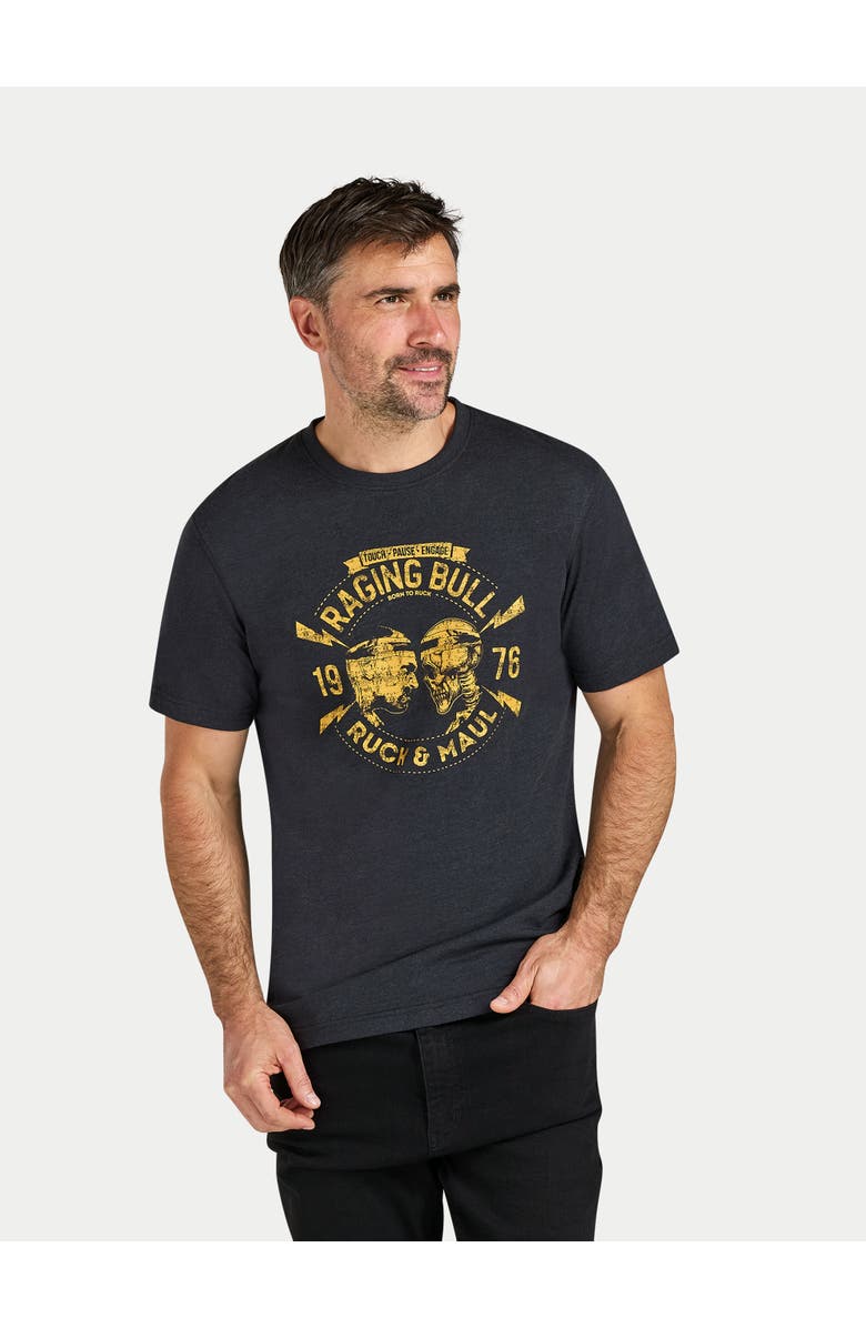 Raging Bull Ruck & Maul Print T-Shirt, Main, color, Black