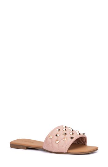 Shop Olivia Miller Shelly Quilt Stud Sandal In Blush