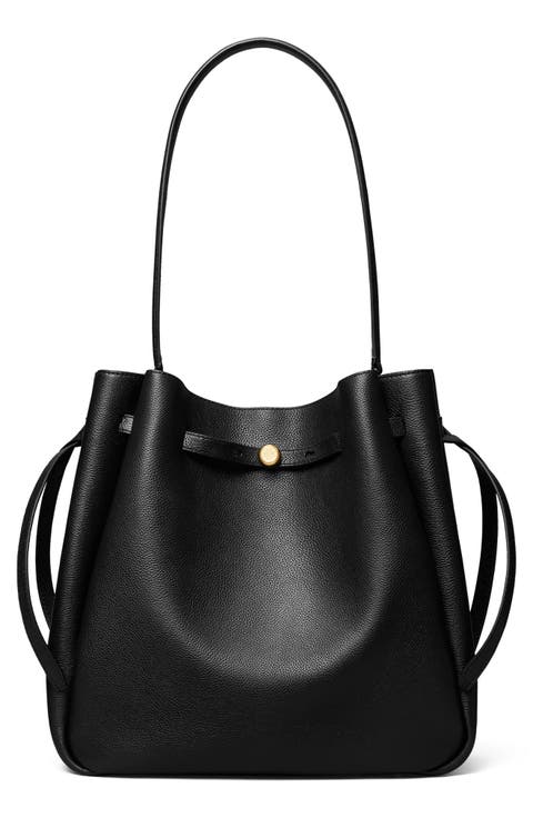 Large Romy Pebble Leather Bucket Bag