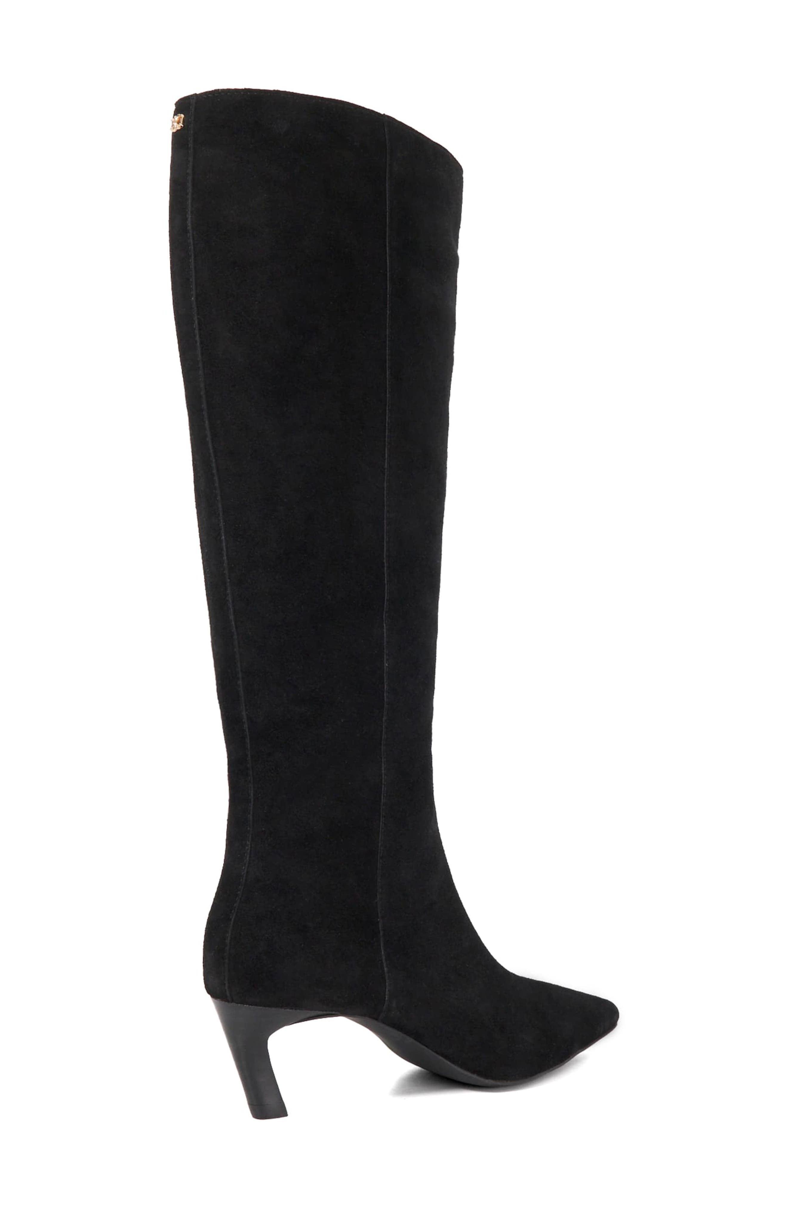 Dune London Siana Pointed Toe Knee High Boot, Alternate, color, Black