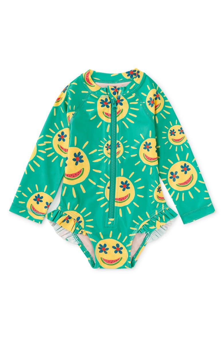 Tea Collection Rash Guard Baby Swimsuit 2.0, Main, color, Smiley Sun