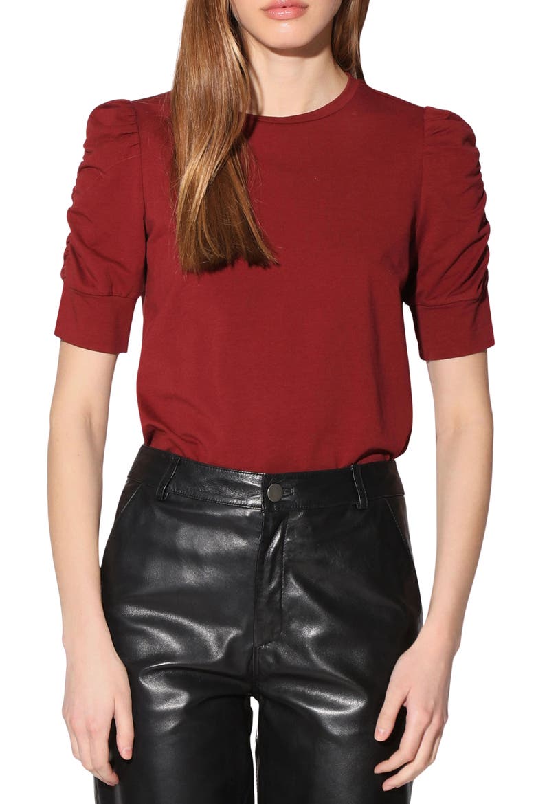 Skippy Ruched Sleeve T-Shirt, Main, color, MAROON