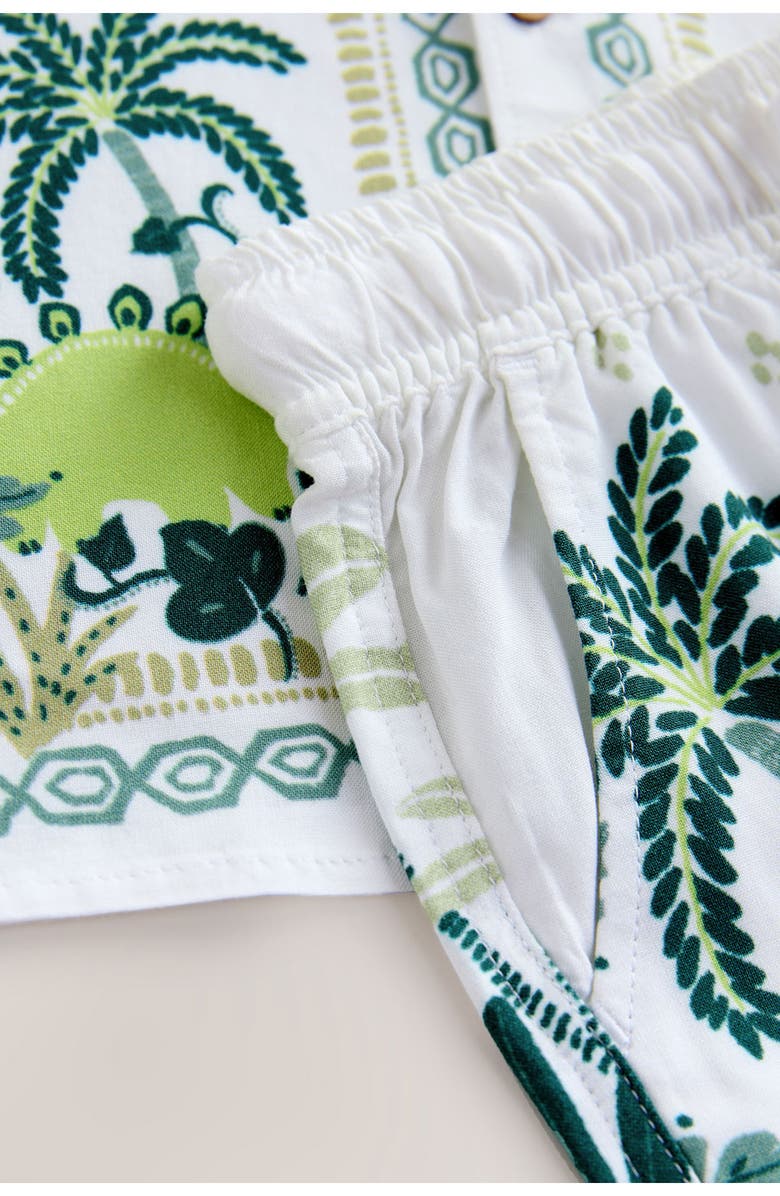 NEXT Kids' Dino Short Sleeve Button-Up Shirt & Shorts Set, Alternate, color, White