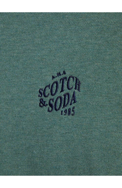 Scotch & Soda Embroidered Logo Piqué Polo In Green