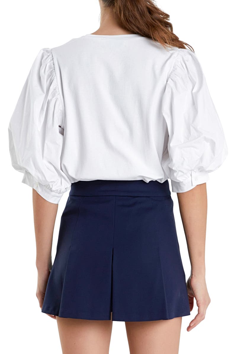 English Factory Mix Media Cotton Top, Alternate, color, White