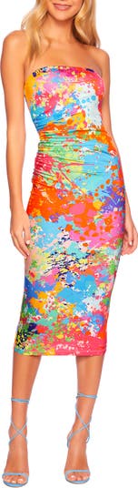 Splatter Print Midi Tube Dress
