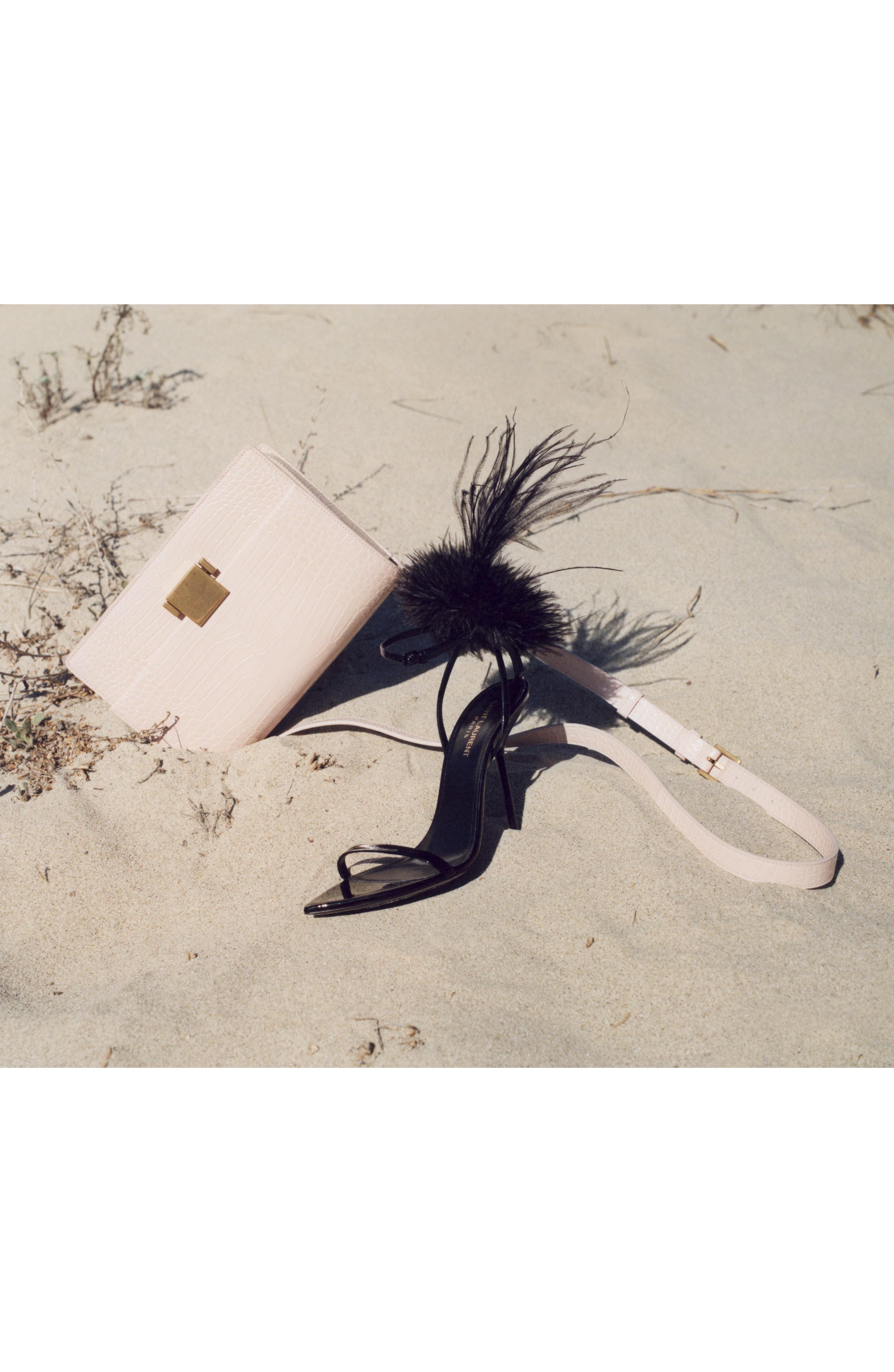 Saint Laurent Inez Embellished Ankle Strap Sandals, Alternate, color, 